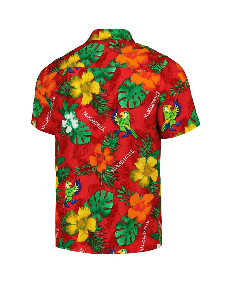 Men's Margaritaville Red Nascar Island Life Floral Party Full-Button Shirt