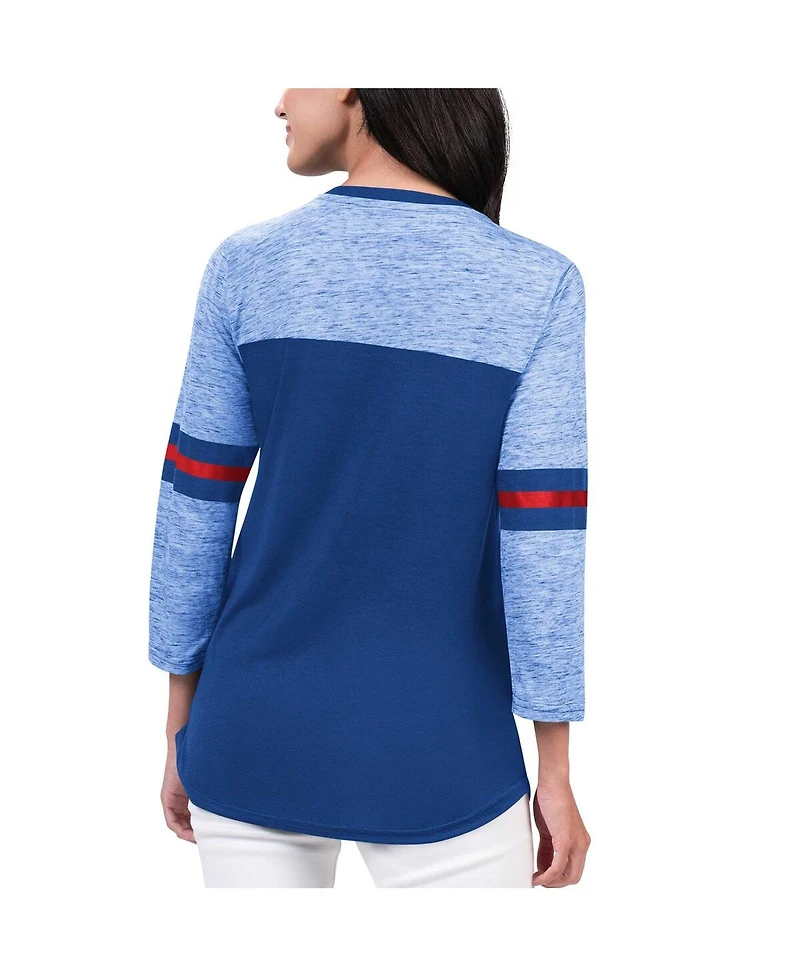 Women's G-iii 4Her by Carl Banks Blue New York Rangers Play The Game 3/4-Sleeve T-shirt