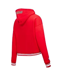 Women's Pro Standard Red New Orleans Pelicans Script Tail Cropped Pullover Hoodie