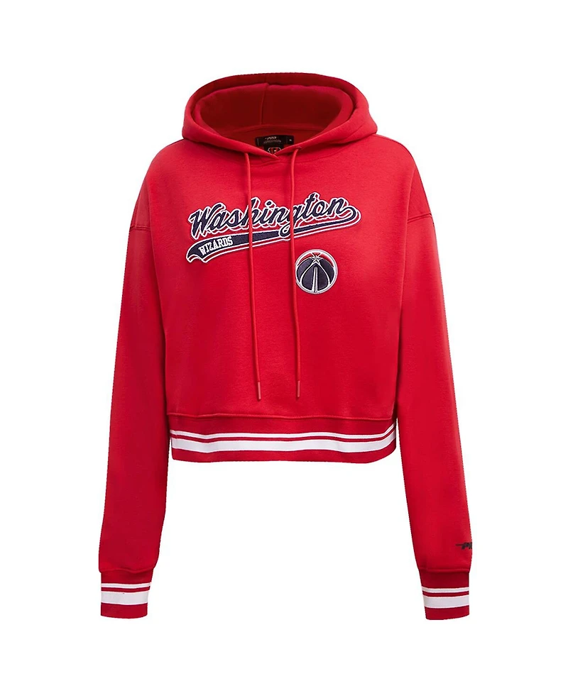 Women's Pro Standard Red Washington Wizards Script Tail Cropped Pullover Hoodie