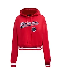 Women's Pro Standard Red Washington Wizards Script Tail Cropped Pullover Hoodie
