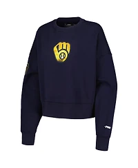 Women's Pro Standard Navy Milwaukee Brewers Painted Sky Pullover Sweatshirt