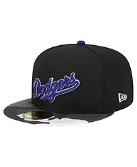 Men's New Era Black Los Angeles Dodgers Metallic Camo 59FIFTY Fitted Hat