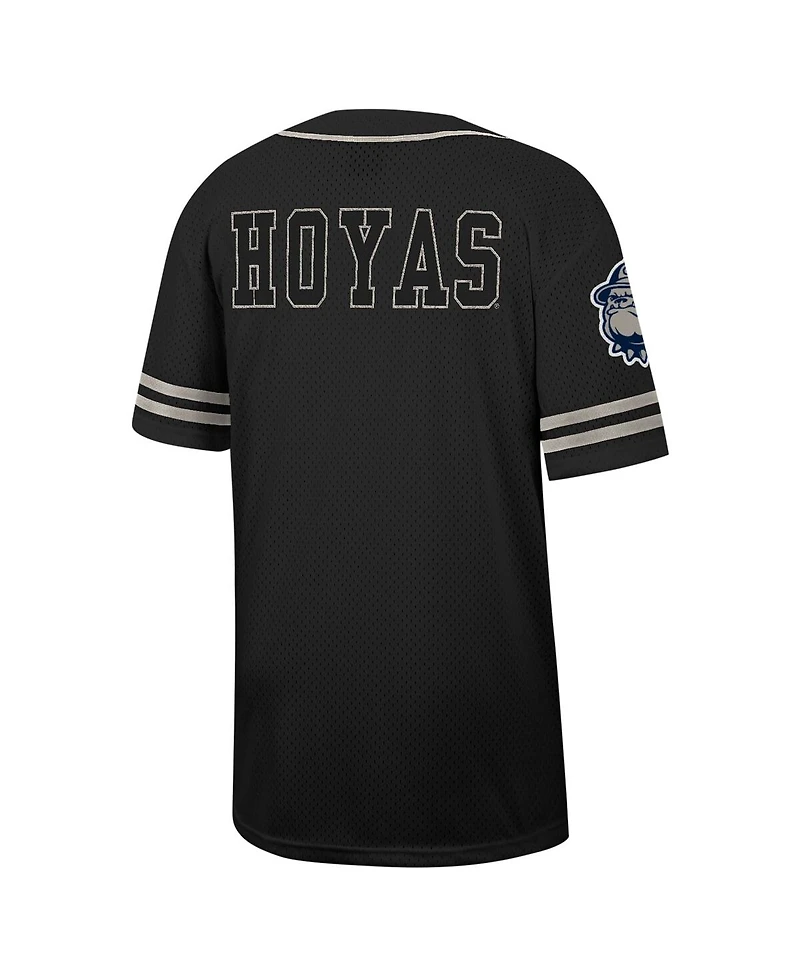 Men's Colosseum Black Georgetown Hoyas Free Spirited Mesh Button-Up Baseball Jersey
