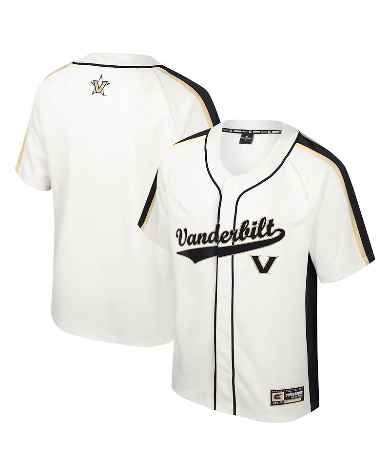 Men's Colosseum Cream Distressed Vanderbilt Commodores Ruth Button-Up Baseball Jersey