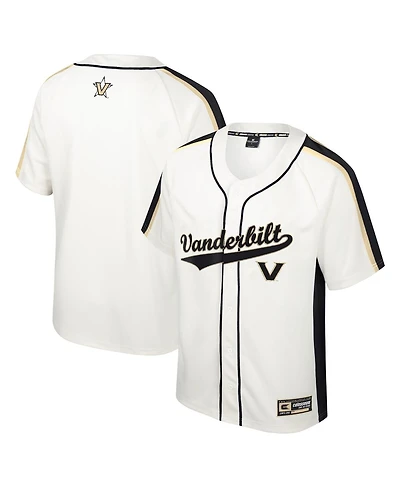 Men's Colosseum Cream Distressed Vanderbilt Commodores Ruth Button-Up Baseball Jersey