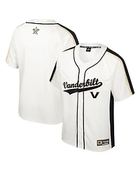 Men's Colosseum Cream Distressed Vanderbilt Commodores Ruth Button-Up Baseball Jersey