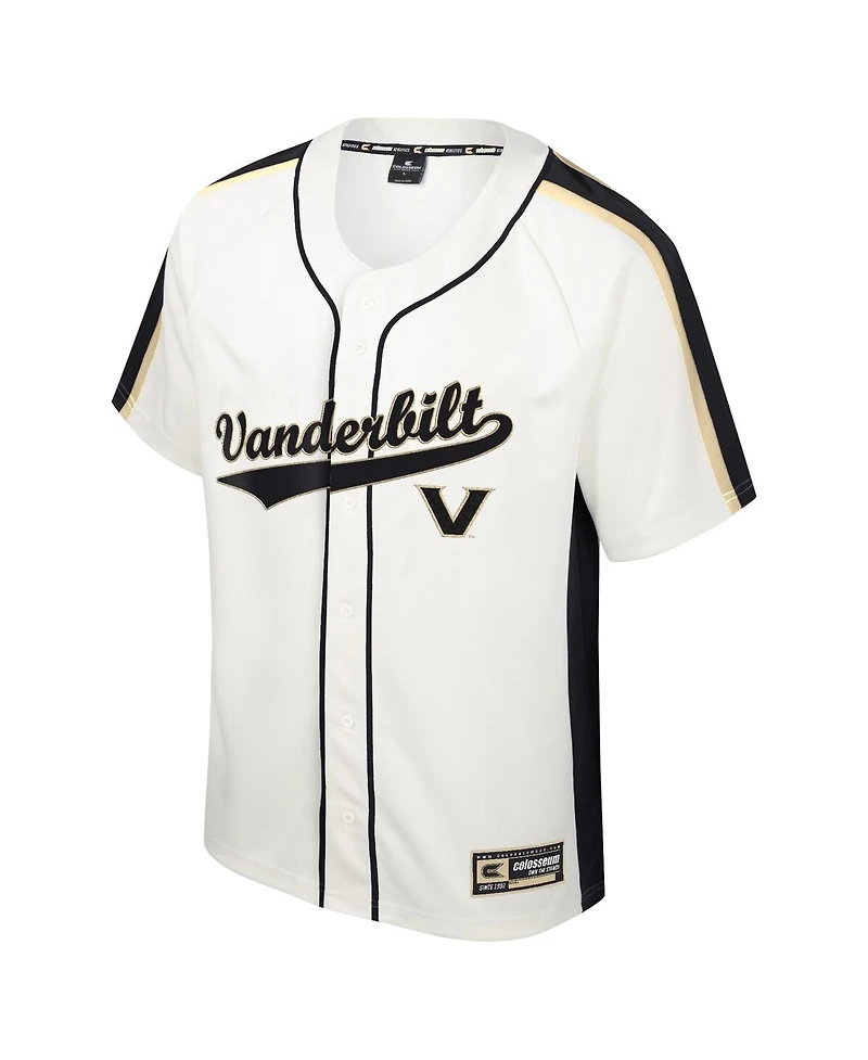 Men's Colosseum Cream Distressed Vanderbilt Commodores Ruth Button-Up Baseball Jersey