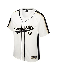 Men's Colosseum Cream Distressed Vanderbilt Commodores Ruth Button-Up Baseball Jersey