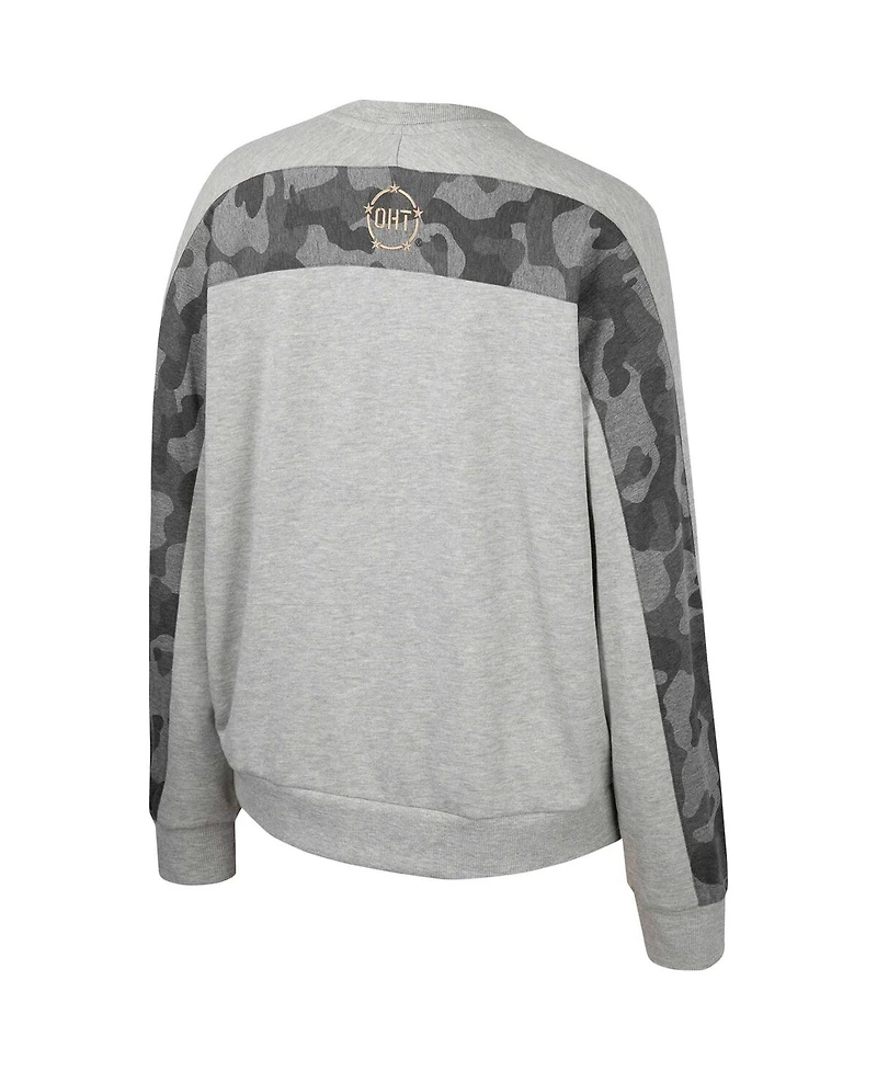 Women's Colosseum Heather Gray Nebraska Huskers Oht Military-Inspired Appreciation Flag Rank Dolman Pullover Sweatshirt