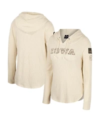 Women's Colosseum Cream Iowa Hawkeyes Oht Military-Inspired Appreciation Casey Raglan Long Sleeve Hoodie T-shirt