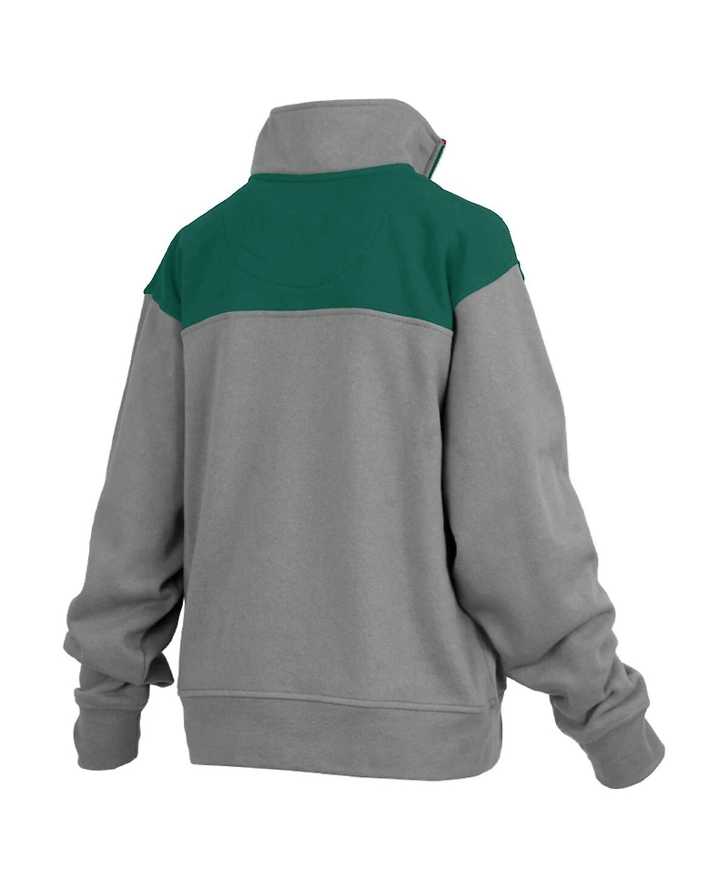 Women's Pressbox Gray Michigan State Spartans Avon Fleece Quarter-Zip Jacket