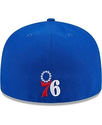 Men's New Era Royal Philadelphia 76ers Game Day Hollow Logo Mashup 59FIFTY Fitted Hat