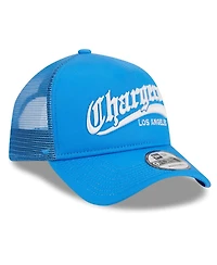 Men's New Era Powder Blue Los Angeles Chargers Caliber Trucker 9FORTY Adjustable Hat