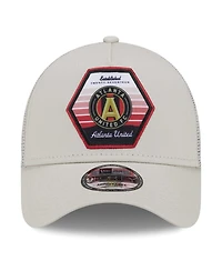 Men's New Era Cream Atlanta United Fc Established Patch 9FORTY A-Frame Trucker Adjustable Hat