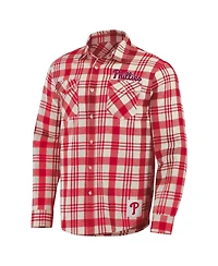 Men's Darius Rucker Collection By Fanatics Red Philadelphia Phillies Plaid Flannel Button-Up Shirt