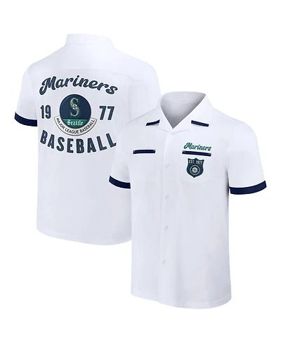 Men's Darius Rucker Collection By Fanatics White Seattle Mariners Bowling Button-Up Shirt