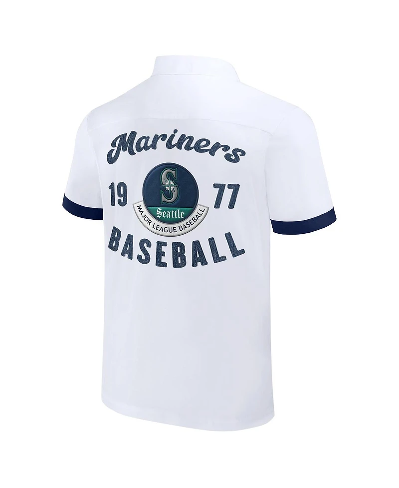 Men's Darius Rucker Collection By Fanatics White Seattle Mariners Bowling Button-Up Shirt