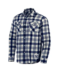 Men's Darius Rucker Collection By Fanatics Navy New York Yankees Plaid Flannel Button-Up Shirt