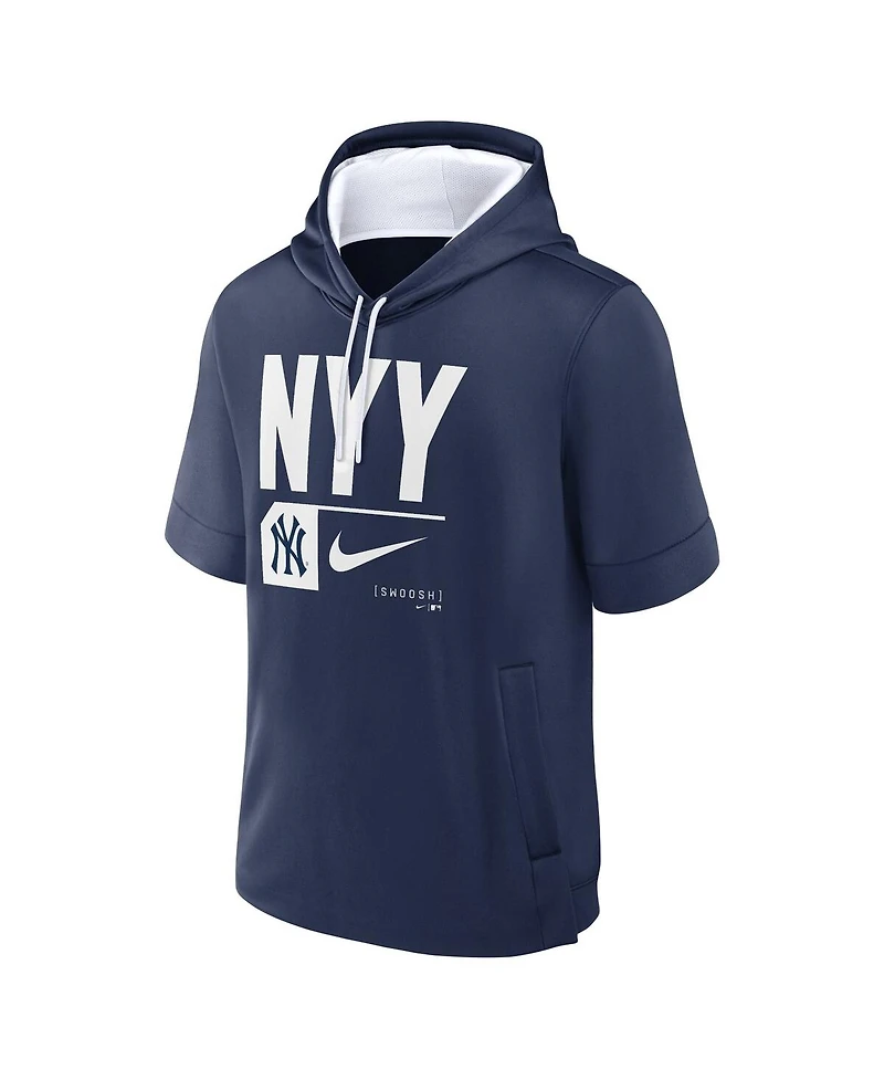 Men's Nike Navy New York Yankees Tri Code Lockup Short Sleeve Pullover Hoodie