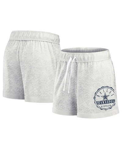 Women's Fanatics Oatmeal Distressed Dallas Cowboys Vintage-Like Badge Shorts