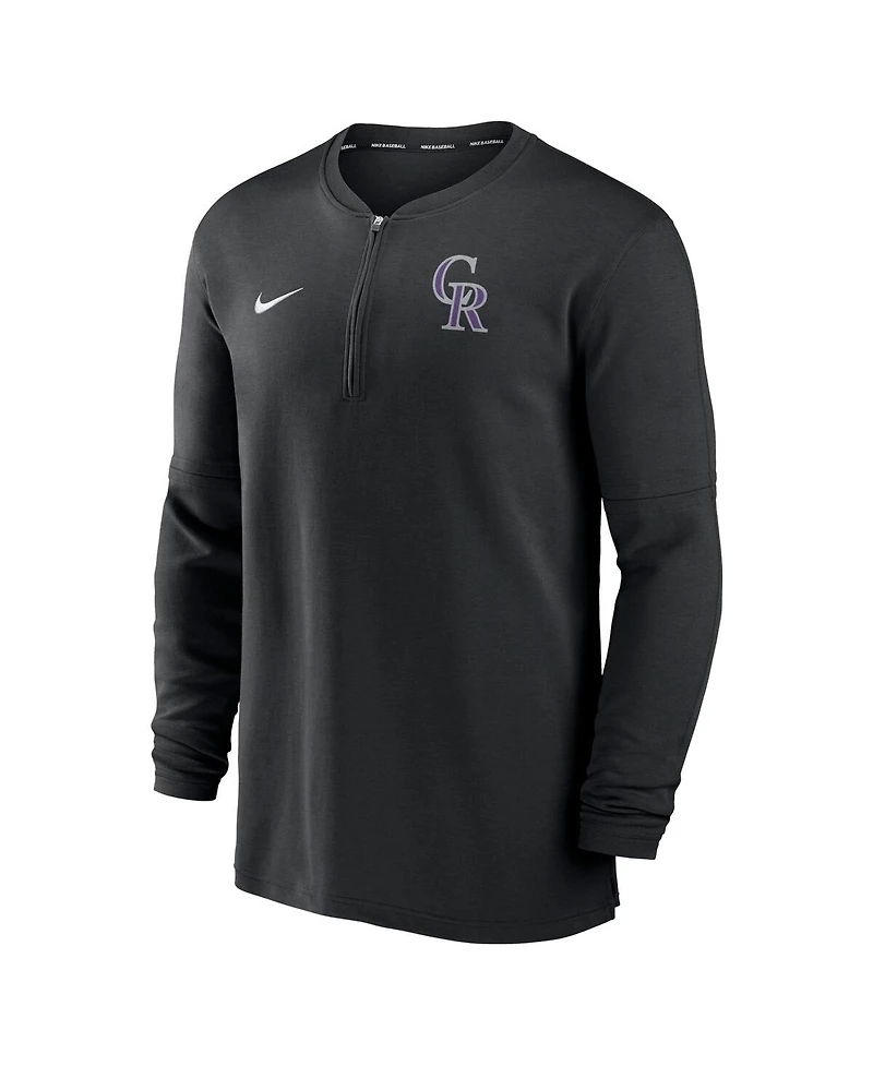 Men's Nike Black Colorado Rockies Authentic Collection Game Time Performance Quarter-Zip Top