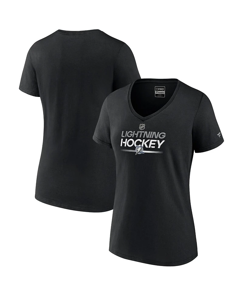 Women's Fanatics Black Tampa Bay Lightning Alternate Wordmark V-Neck T-shirt