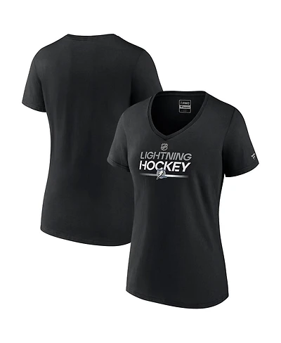 Women's Fanatics Black Tampa Bay Lightning Alternate Wordmark V-Neck T-shirt