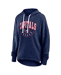 Women's Fanatics Heather Navy Distressed Washington Capitals Lux Lounge Helmet Arch Pullover Hoodie