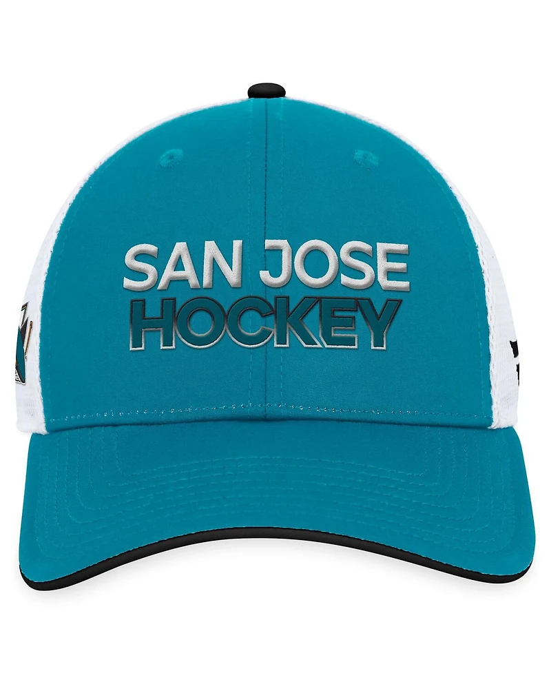 Men's Fanatics Teal San Jose Sharks Authentic Pro Rink Trucker Adjustable Hat