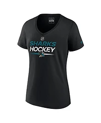 Women's Fanatics Black San Jose Sharks Authentic Pro V-Neck T-shirt