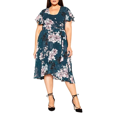 City Chic Plus Blossom Short Sleeve Dress