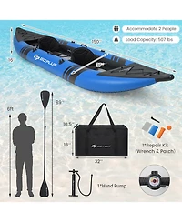 Costway Inflatable Kayak Set Portable 2-person with Aluminium Oars Eva Padded Seat