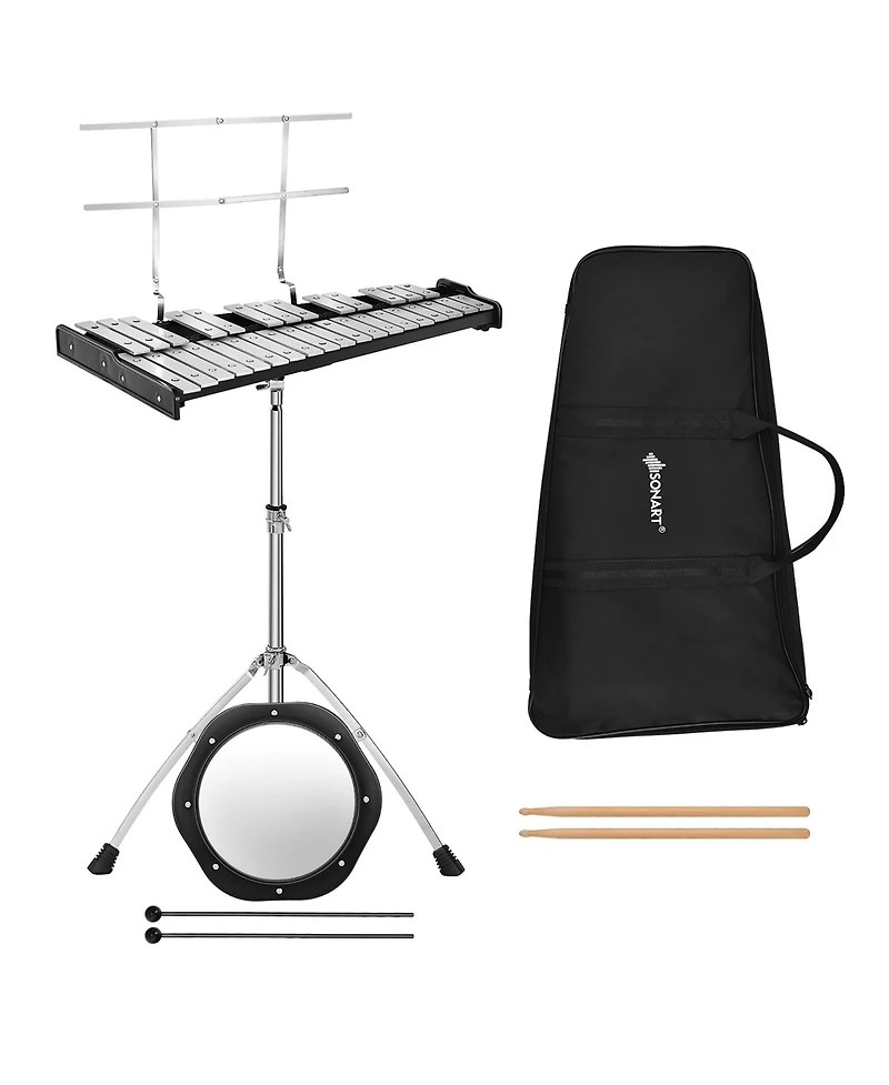 Costway 32 Note Glockenspiel xylophone Percussion Bell Kit w/ Adjustable Stand
