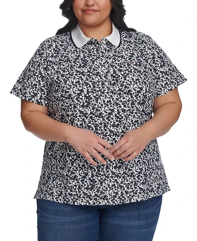 Tommy Hilfiger Plus Buttercup Floral-Print Polo Shirt