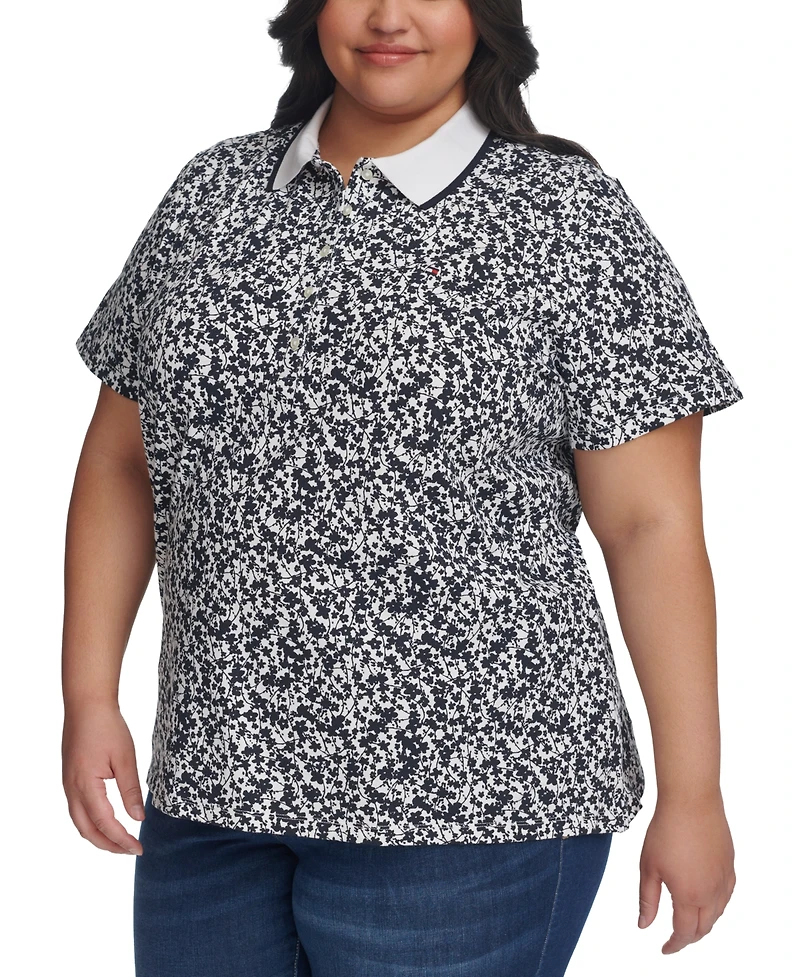 Tommy Hilfiger Plus Buttercup Floral-Print Polo Shirt
