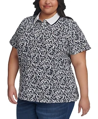 Tommy Hilfiger Plus Buttercup Floral-Print Polo Shirt
