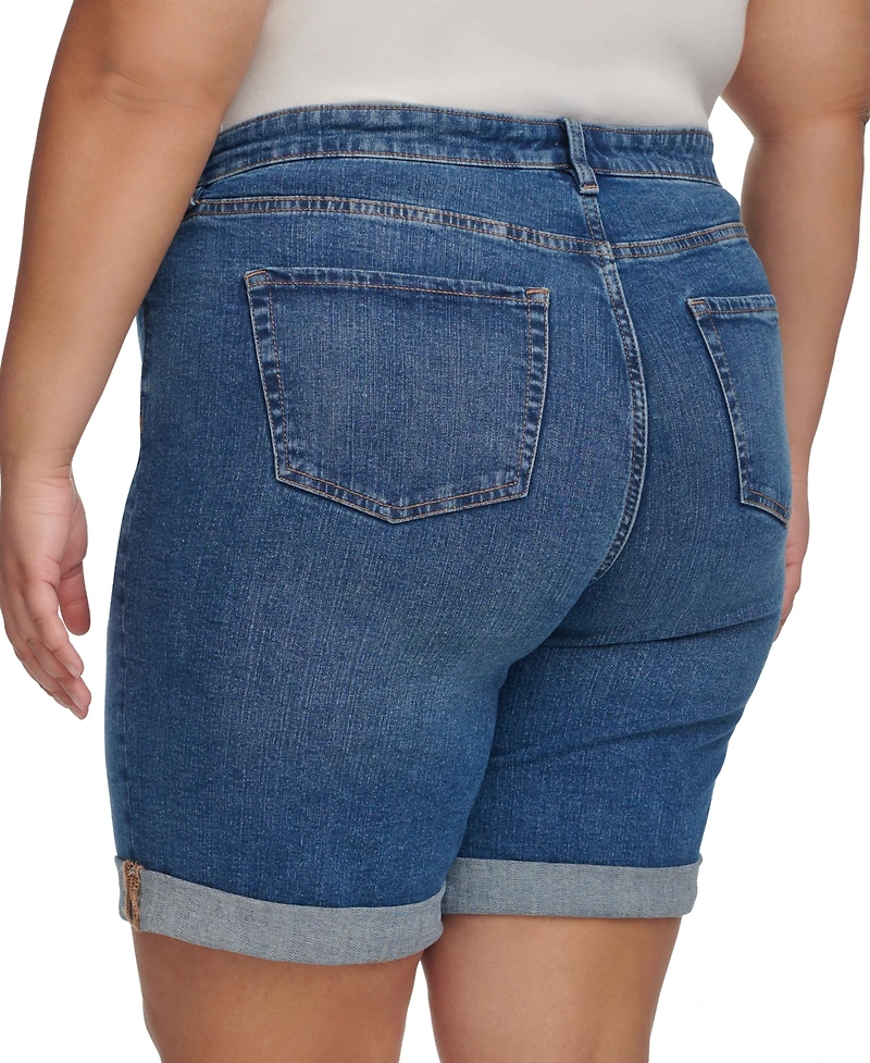 Tommy Hilfiger Th Flex Plus Cuffed Denim Shorts, Created for Macy's