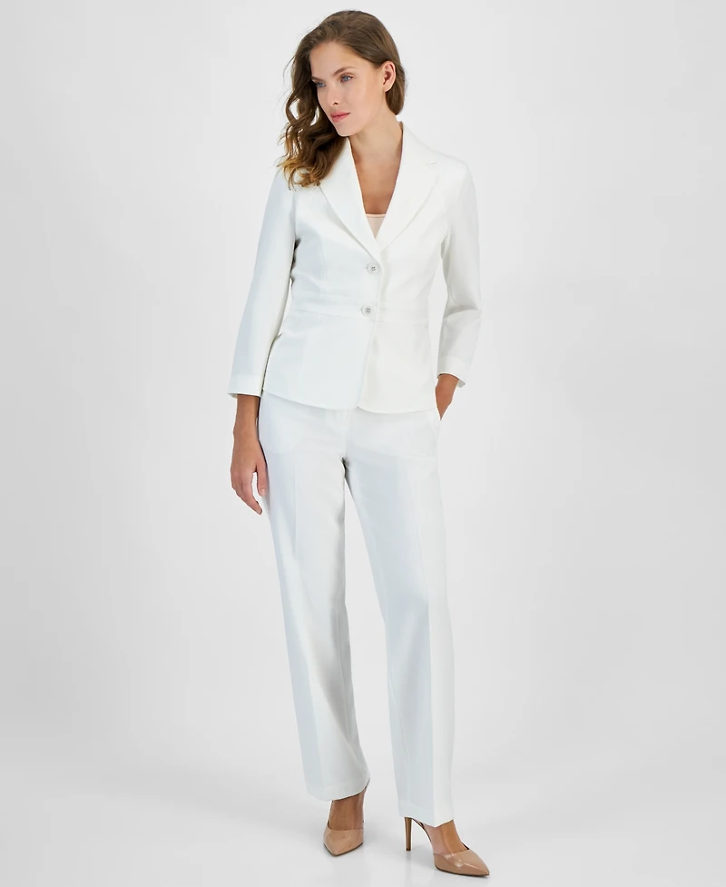 Le Suit Women's Crepe Two-Button Blazer & Pants Set, Regular and Petite