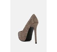 clarisse diamante faux suede high heeled pumps