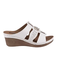 Gc Shoes Women's Spring Triple Band Flower Wedge Sandals