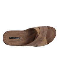 Gc Shoes Women's Hayden Perforated Contrast Cross Strap Wedge Sandals