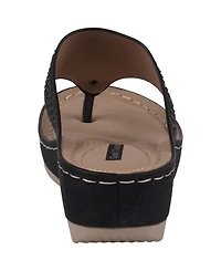 Gc Shoes Women's Wagner Embellished Thong Wedge Sandals