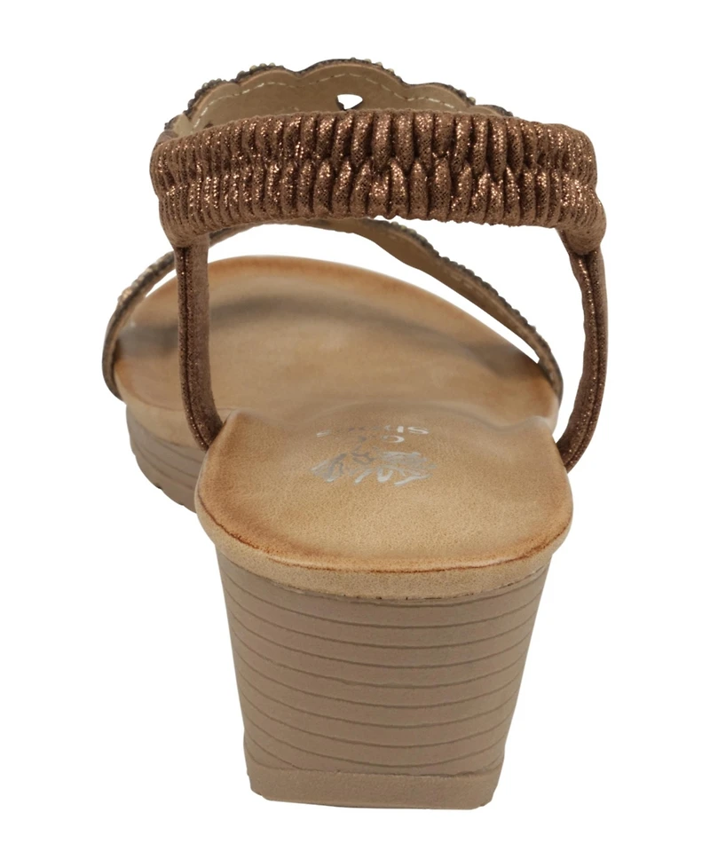 Gc Shoes Women's Damaris Embellished Slingback Wedge Sandals