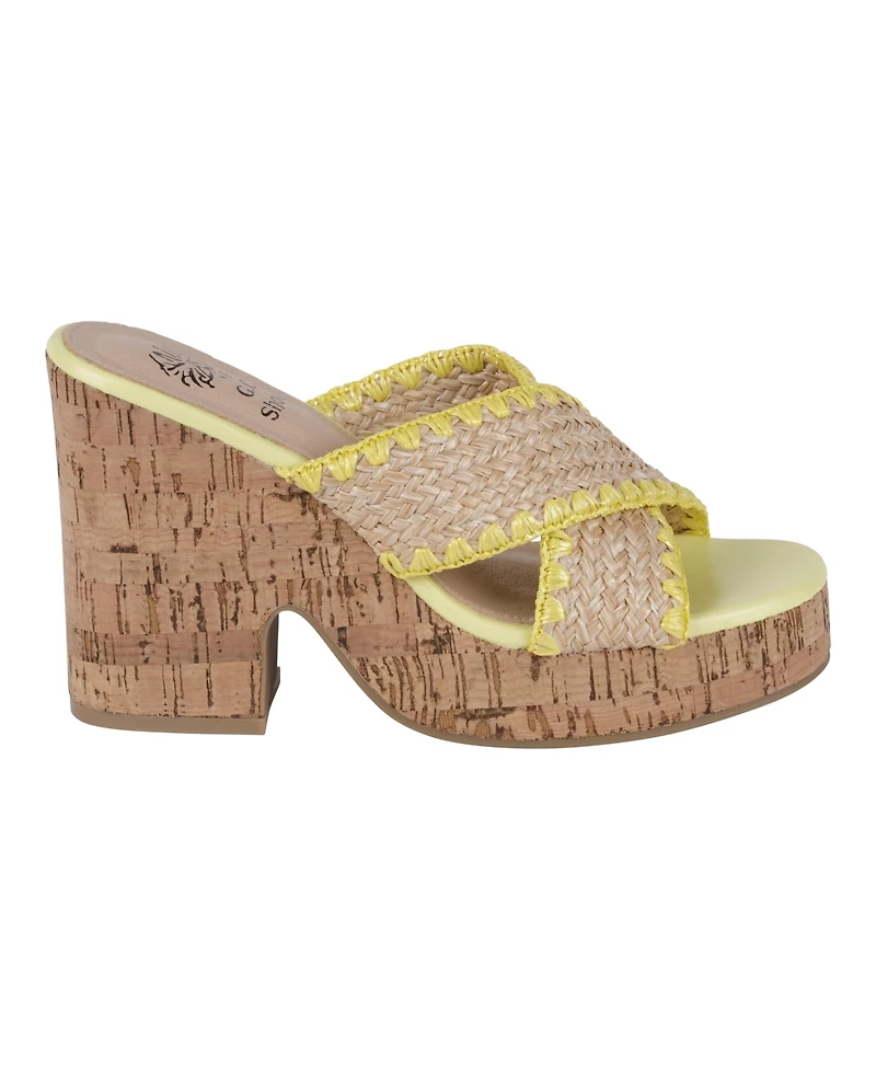 Gc Shoes Women's Elsa Woven Cork Heel Platform Sandals