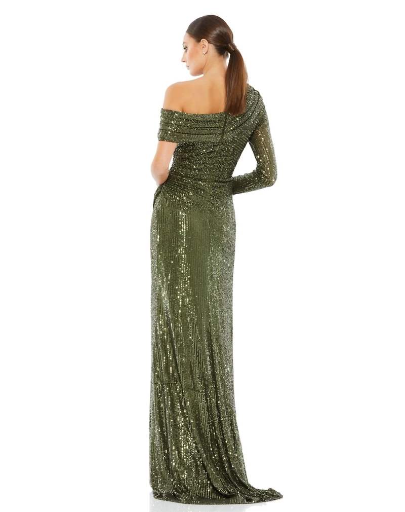 Women's Ieena Sequined Drop Shoulder Faux Wrap Gown