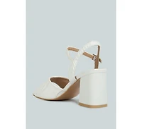 nicholas pleated strap block heel sandals