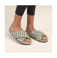 Feelgoodz Women's Slipper Artisan Quilted Cross Strap Indoor / Outdoor House Shoes