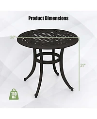 Costway 24" Patio Side Table with Adjustable Footpads Round Cast Aluminum End Table