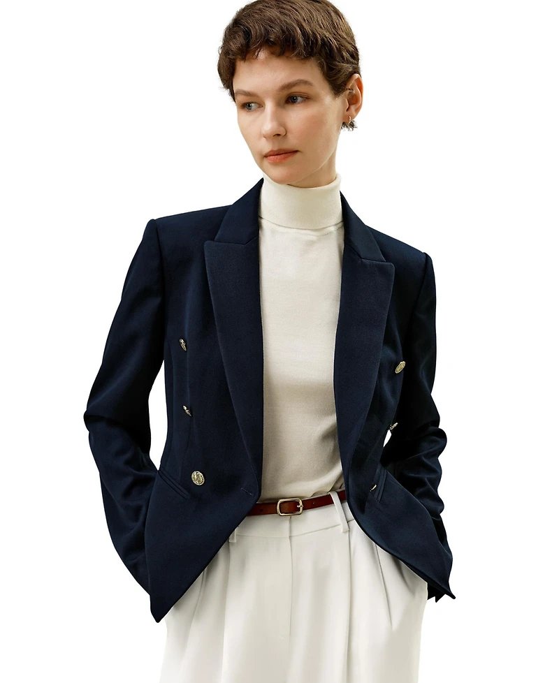 Lilysilk Women's Tailored Double-Breasted Blazer